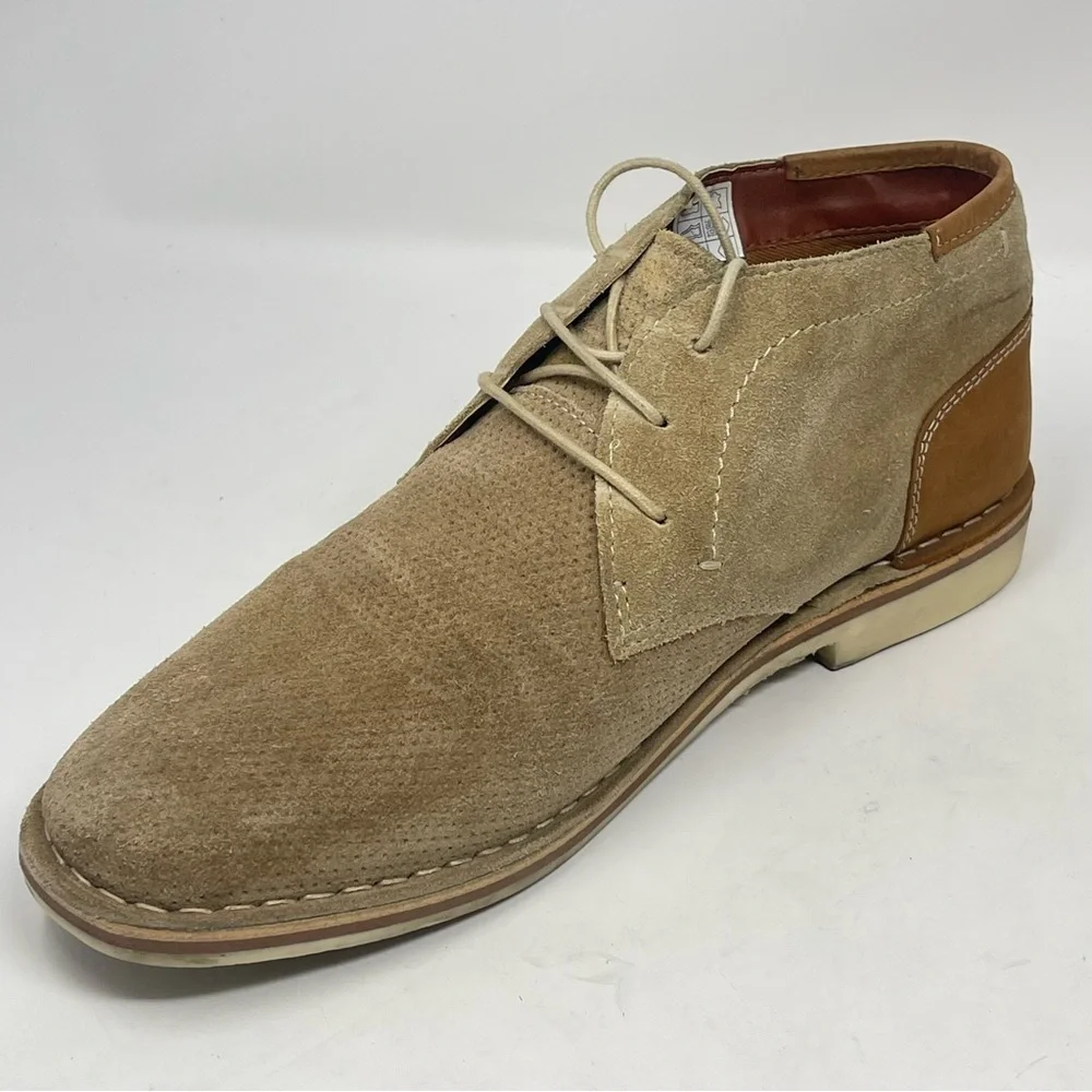 Steve Madden Hendric Chukka Boots Mens 8.5 Tan Brown Suede Perforated Lace Up
